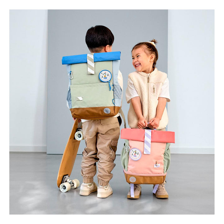 LÄSSIG Kinderrucksack Rolltop, medium - Sunny Explorer, grün blau