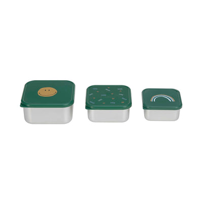 Lässig Snackbox 3er Set - Edelstahl, Happy Rascals, grün