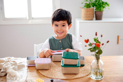Lässig Snackbox 3er Set - Edelstahl, Happy Rascals, grün