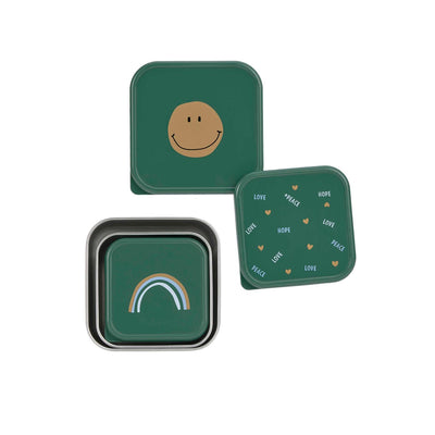 Lässig Snackbox 3er Set - Edelstahl, Happy Rascals, grün