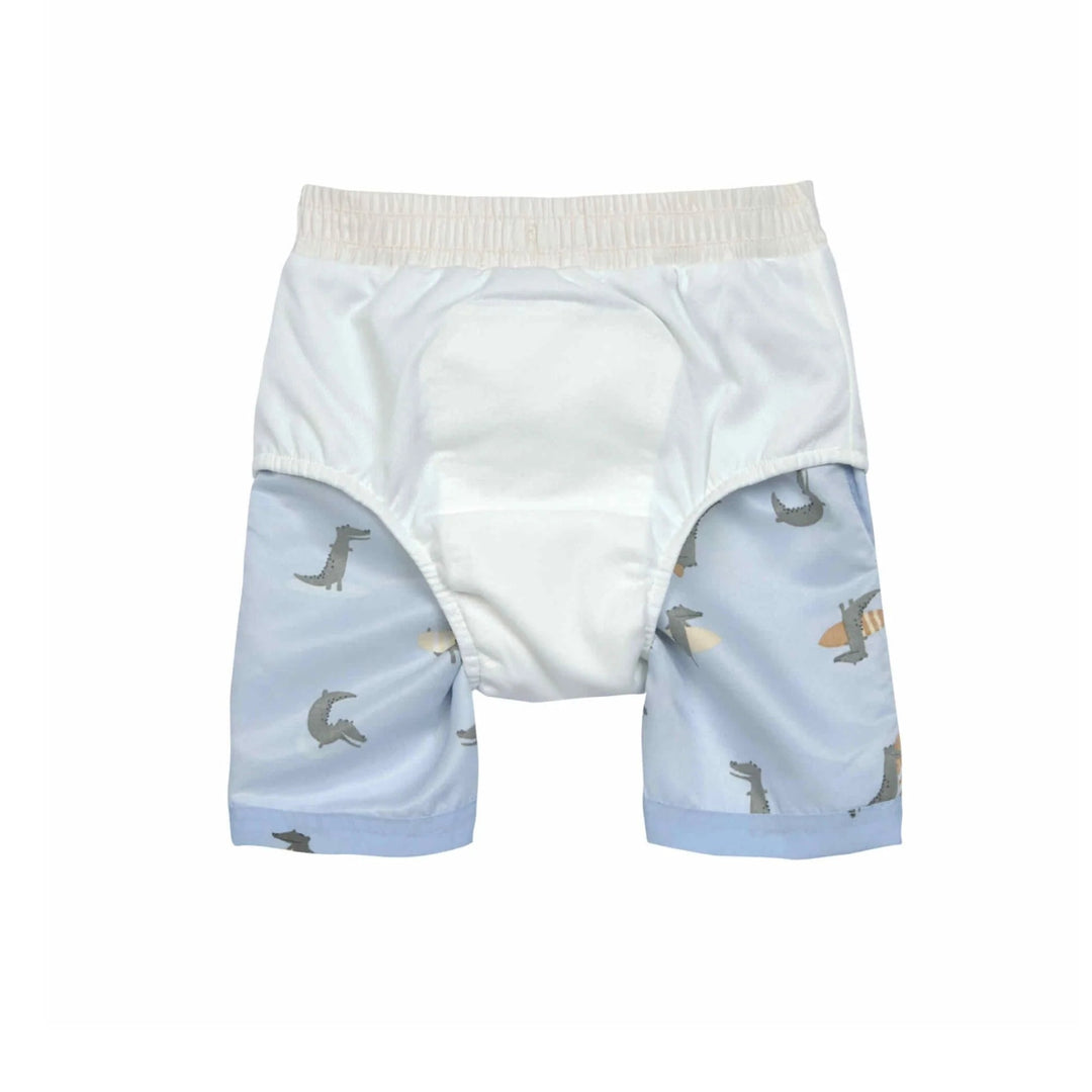 UV Badehose Baby (mit Windel) - crocodile sky blue