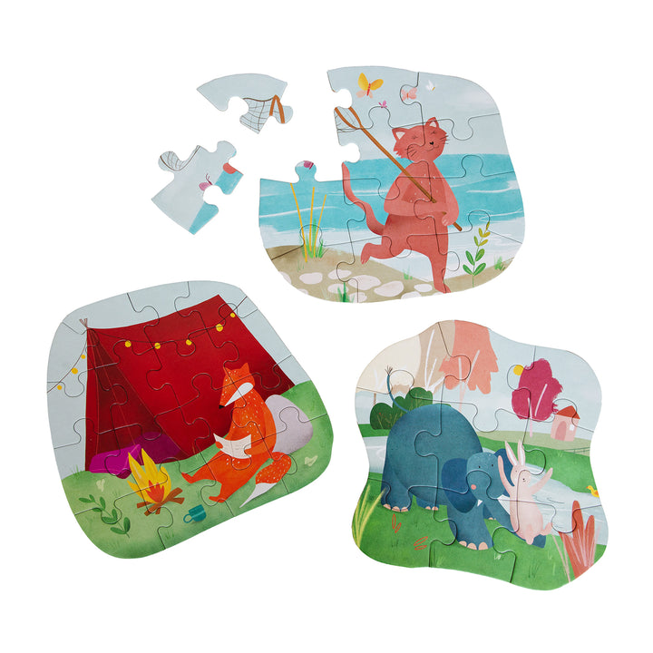 TRIXIE Formpuzzle - Spiele im Freien - 3 Puzzles