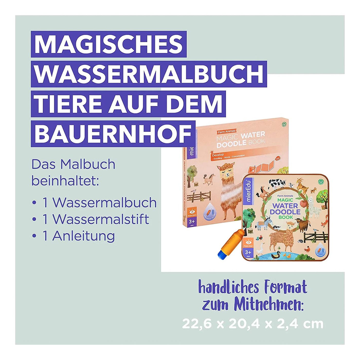 Wassermalbuch – Tiere auf dem Bauernhof