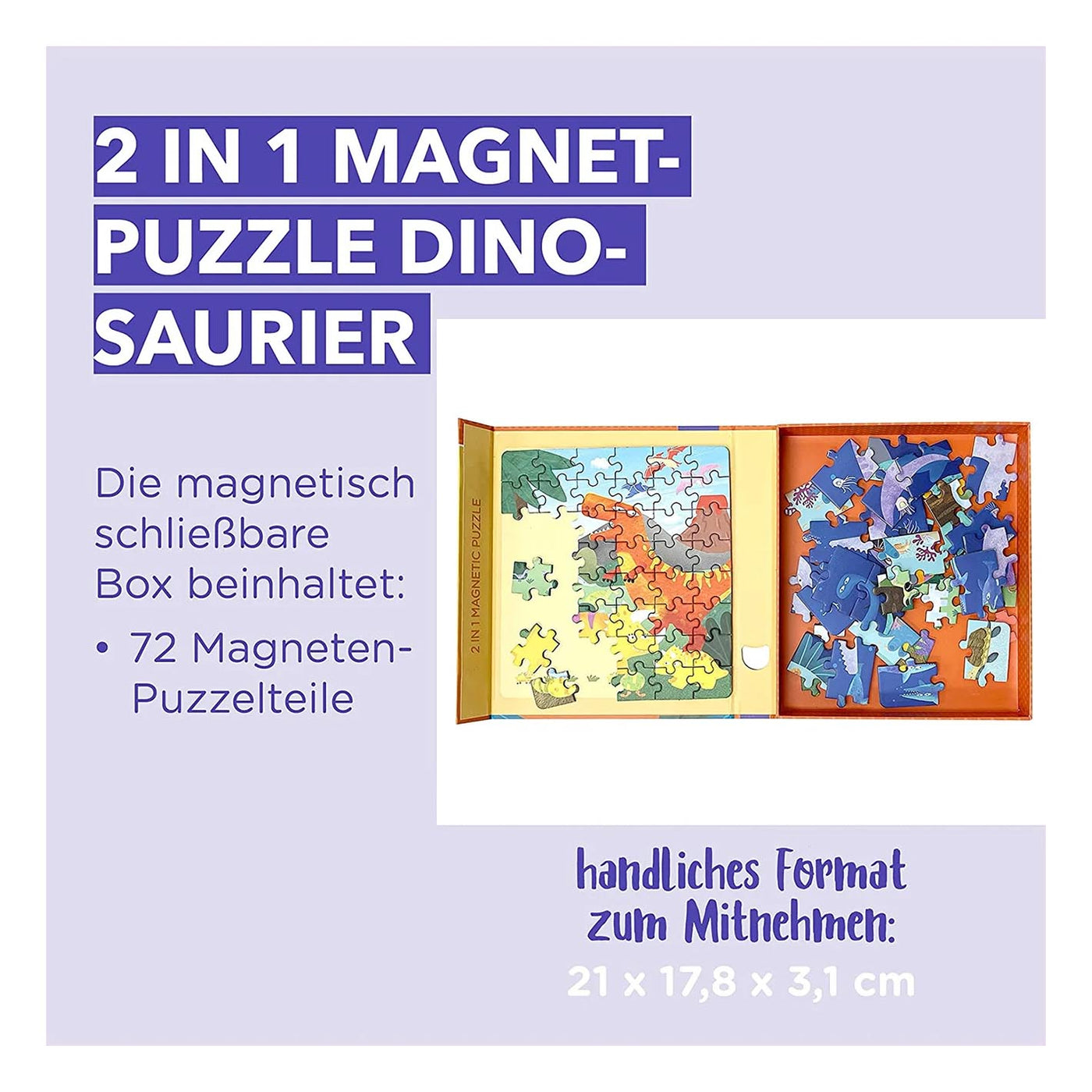MierEdu 2 in 1 Magnetpuzzle – Dinosaurier