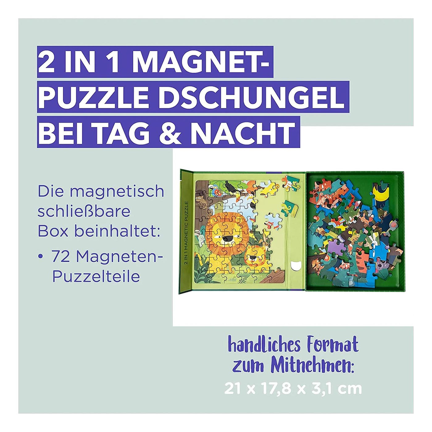 MierEdu 2 in 1 Magnetpuzzle - Dschungel bei Tag und Nacht