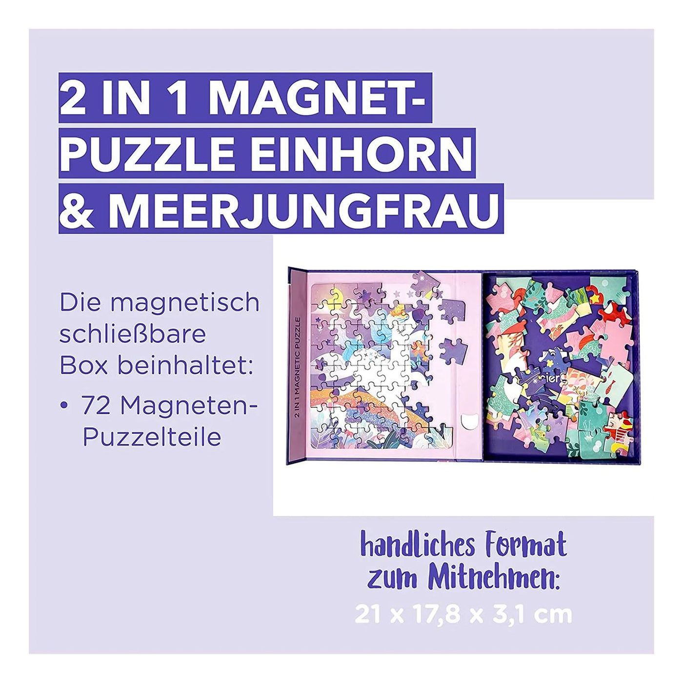 MierEdu 2 in 1 Magnetpuzzle – Einhorn und Meerjungfrau