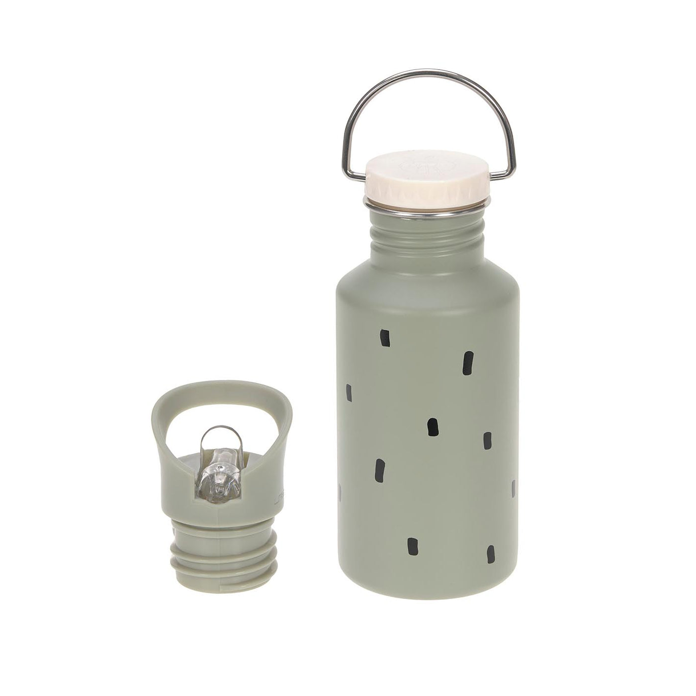 Lässig Trinkflasche aus Edelstahl, Happy Prints olive