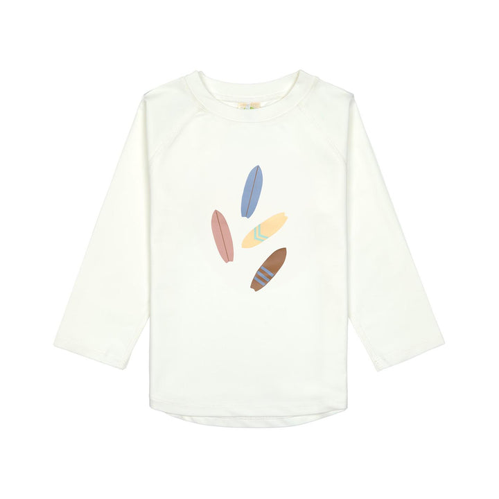 LÄSSIG UV Shirt Kinder Langarm - Surfboard, weiß