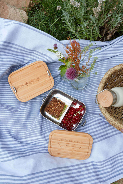 LÄSSIG Lunchbox aus Edelstahl + Bambus Garden Explorer